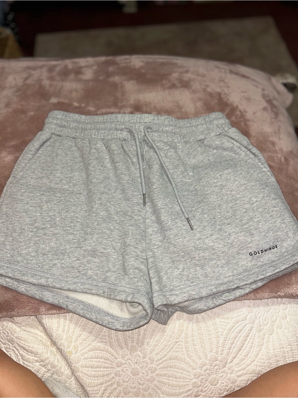 GoldHinge Women's Athletic Drawstring Shorts — Light Gray